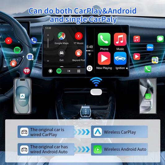 Mini Wireless Carplay Adapter and Android Auto Adaptador Usb Dongle Car Play Navigation Adaptor for Androidauto Apple Iphone