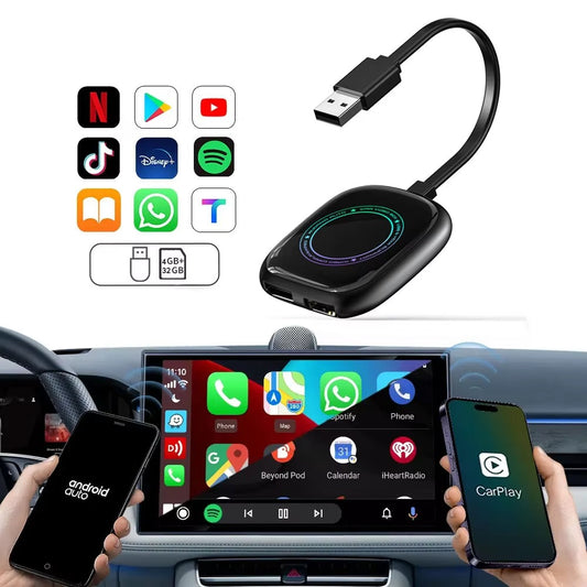 4 32 Carplay Android Auto Box Mini Ai Streaming Video 3 in 1 Watch netflix youtube Tiktok for Car 4gb 32gb netflix Tf Card apple