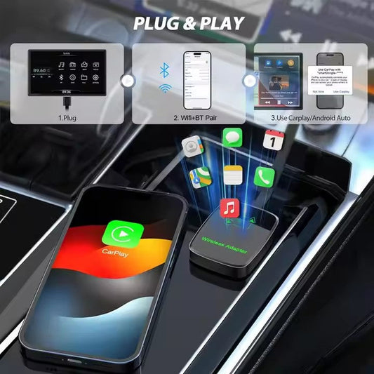 S4 2-in-1 Wired to Wireless Carplay Dongle Compatible for iphone and Android Auto for Car Radio