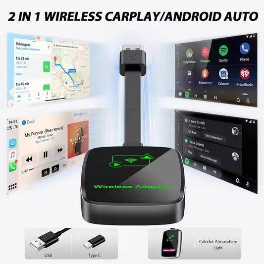 S4 2-in-1 Wired to Wireless Carplay Dongle Compatible for iphone and Android Auto for Car Radio