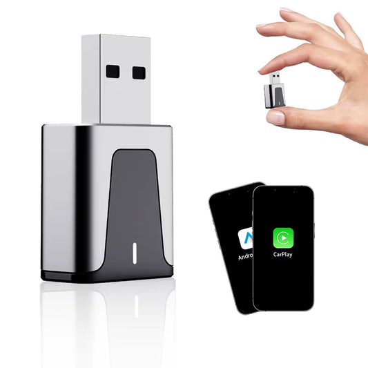 Mini Small 2 in 1 Wired to Wireless Carplay Auto Ai Box Adapter Plug and Play Car Do Dongle With Usb for Android & Apple Carplay