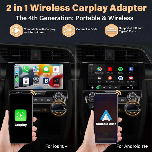 Universal Other Auto Electronics Carplay Adapter Wireless Carplay Android Auto CarPlay 2 in 1 Rgb Lighting Effect
