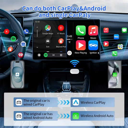 Mini Wireless Carplay Adapter and Android Auto Adaptador Usb Dongle Car Play Navigation Adaptor for Androidauto Apple Iphone