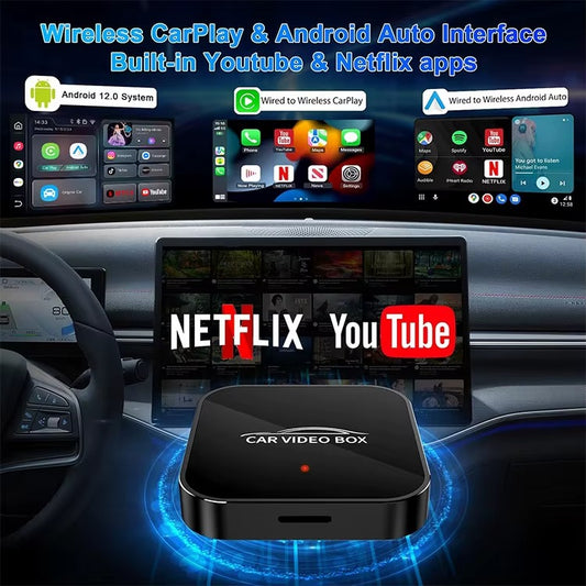 Y1 Single WIFI Black Android Video Box with Netflix Youtube Auto Carplay Plug