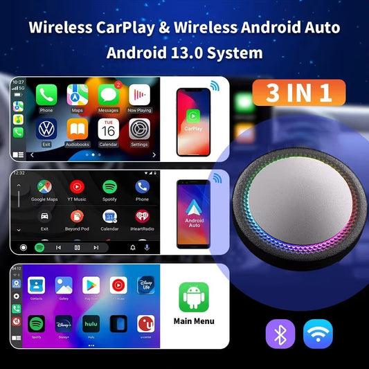 CarPlay Ai Magic Ai Box Android 13 3 in 1 Android Auto Wireless Adapter Met Playstore Snap Dragn 8 Ncleos for Oem Wired honda