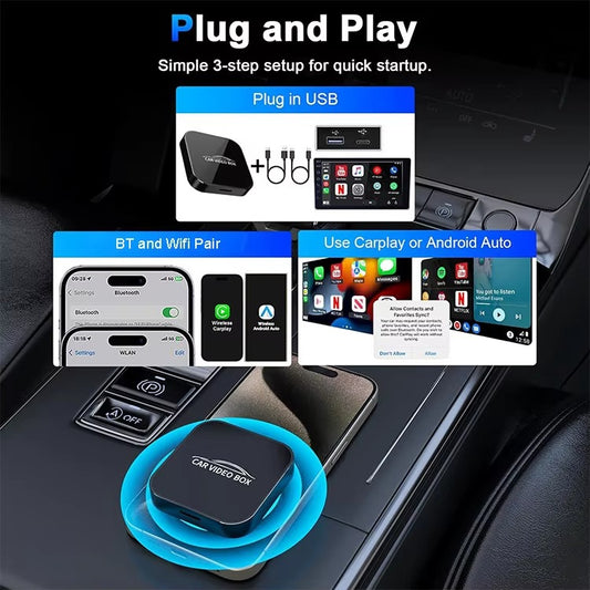 Car Play Smart Video Streaming Box Wireless Carplay Ai Automobile Android Auto Adapter youtube for apple Stereo for America Cars