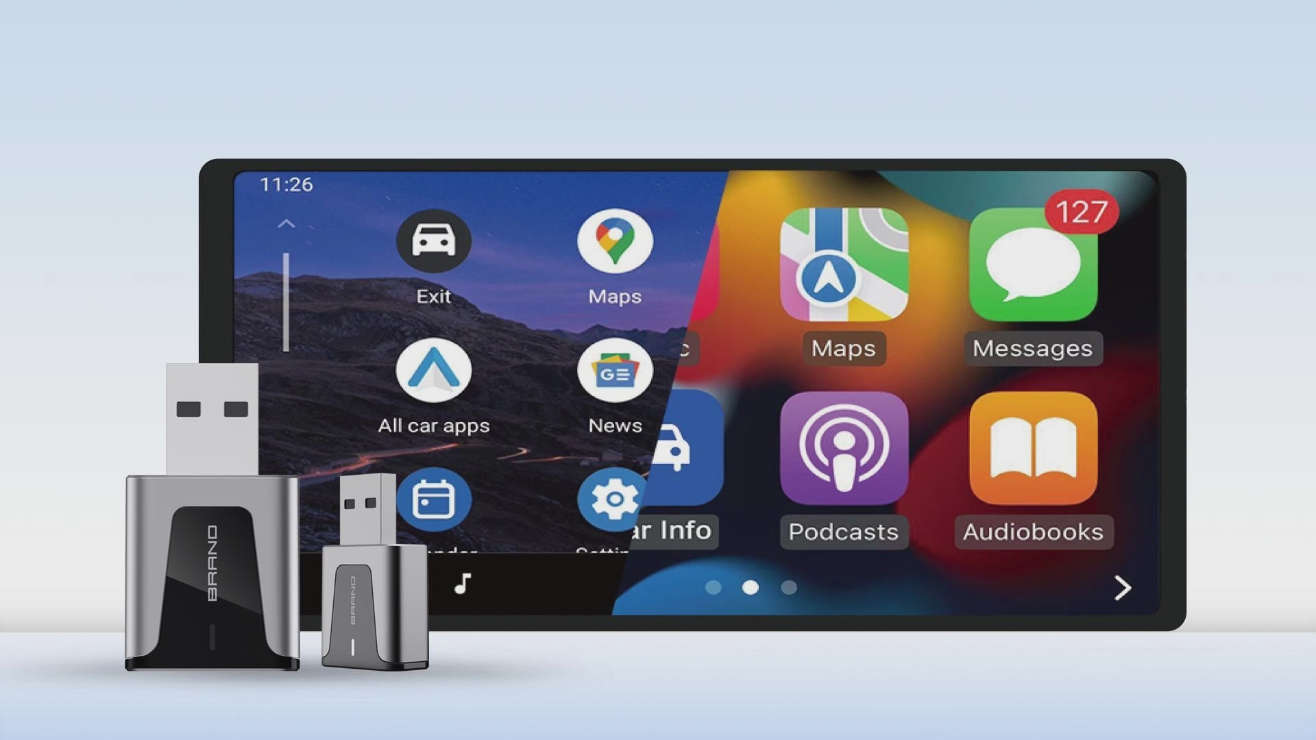 Mini Small 2 in 1 Wired to Wireless Carplay Auto Ai Box Adapter Plug and Play Car Do Dongle With Usb for Android & Apple Carplay